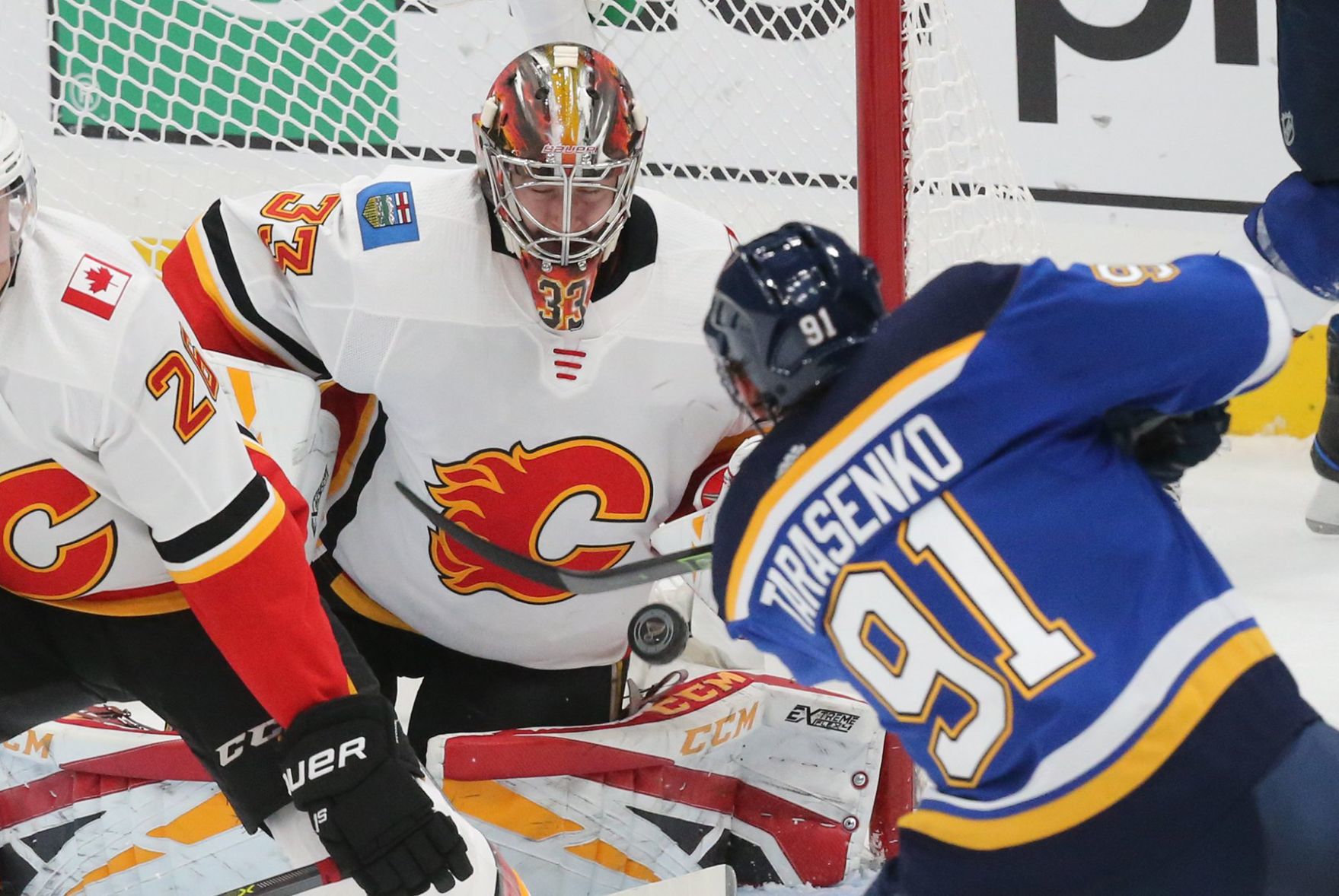 Blues take on Calgary at the Enterprise Center